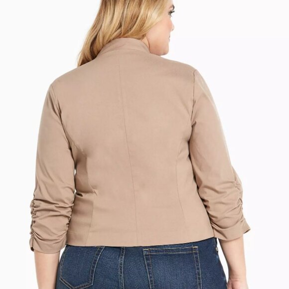 Torrid Tan Jacket with Rouched Sleeves Size 2 - Picture 2 of 9